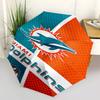 Автоматический складной дождевой зонт Miami Dolphins NFL - Портативная 3-складная конструкция с 8-реберным железным каркасом, для фанатов и путешественников, идеальный подарок для F