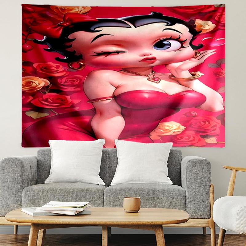 Betty Boop Print Tapestry, Lightweight Wall Hanging, for Bedroom, Dorm, Living Room, Home Art Decor - Birthday Christmas Gift for Friends