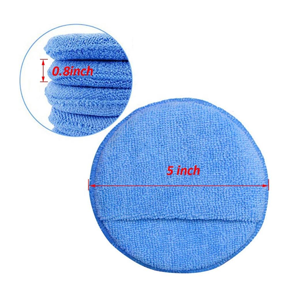 Car Detailing Applicator Pads Car Care Waxing Polish Sponges Soft Microfiber Round Pocket Foam Sponges Car Cleaning Tools 5"