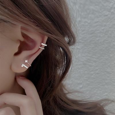 Двухслойные бриллиантовые клипсы для ушей - модные и милые, асимметричные U-образные клипсы для ушей, уличные киоски, серьги-гвоздики, без пирсинга ушей.