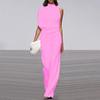 Women's Fashion Short Sleeve Off Shoulder Solid Color Wide Leg Jumpsuits