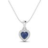 Blue Sapphire Halo Accent Pendant - Sterling Silver