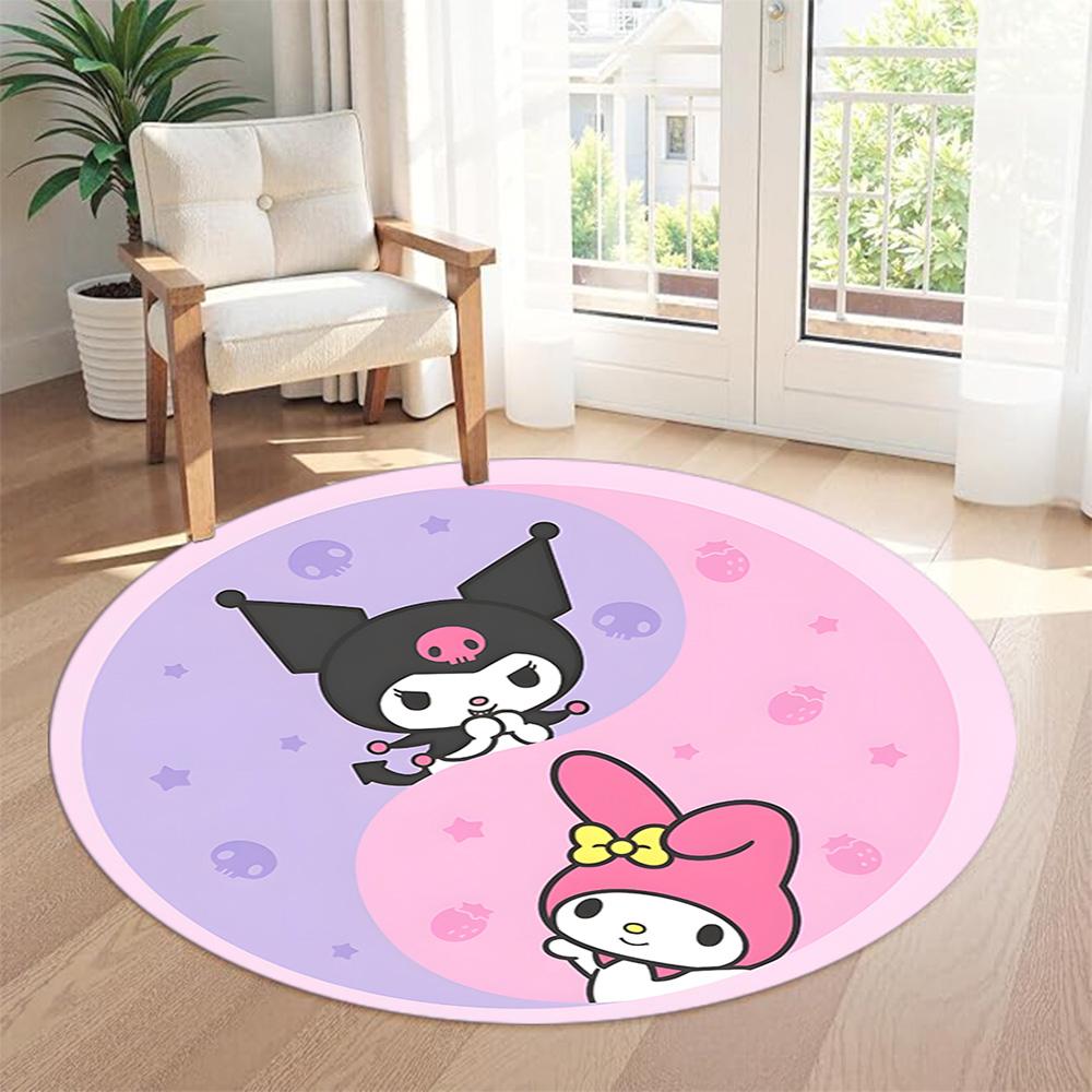 Hello Kitty Round Floor Mat Suitable for Hallway Kitchen Study room Dormitory Antislip Round Carpet Office home decor Birthday Christmas Gift