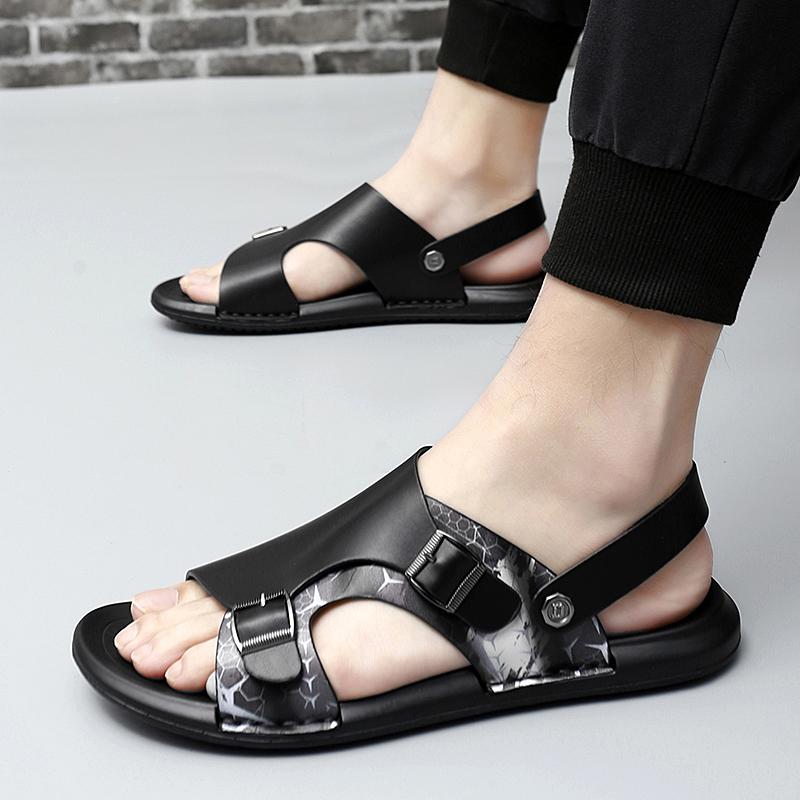Мужские высококачественные удобные сандалии из натуральной кожи, пляжные сандалии, мужские кожаные летние сандалии 2024 года, мягкие легкие мужские летние сандалии-тапочки