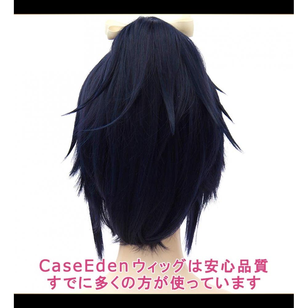 CaseEden Парик для косплея Парик для косплея с Vance Touken Ranbu Yamato no Kami Stable Short Blue Black Black Blue Black White Mercier Wig Net Set of 2
