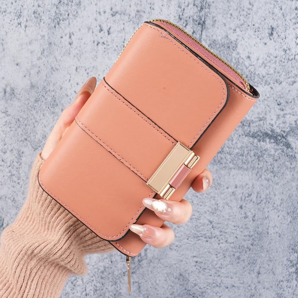 Кошелек-трифолд на молнии, женский кошелек, держатель для карт, водонепроницаемый, из ПУ кожи, короткий кошелек, женский