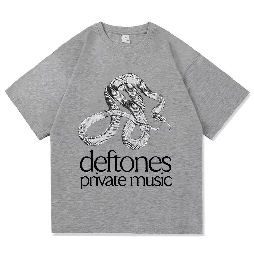 Приватный плейлист с музыкой Футболки Deftones Рок-группа Принты Футболки Хлопок Свободный Короткий рукав Футболка Мужская Женская Унисекс Уличная одежда