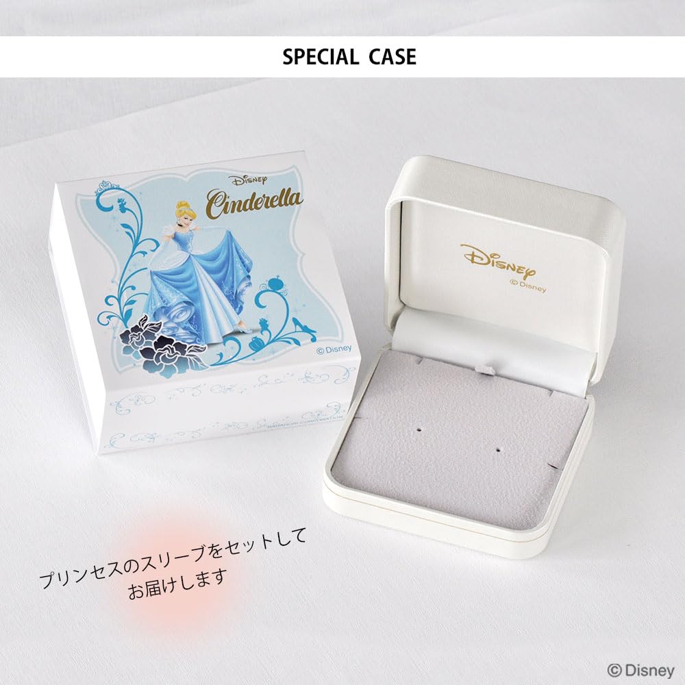 Ожерелье с подвеской «Принцесса Золушка» из 10-каратного белого золота с бриллиантами и голубым топазом в виде качающегося сердца в виде популярной стеклянной туфельки OPCDS20226 [Disney]