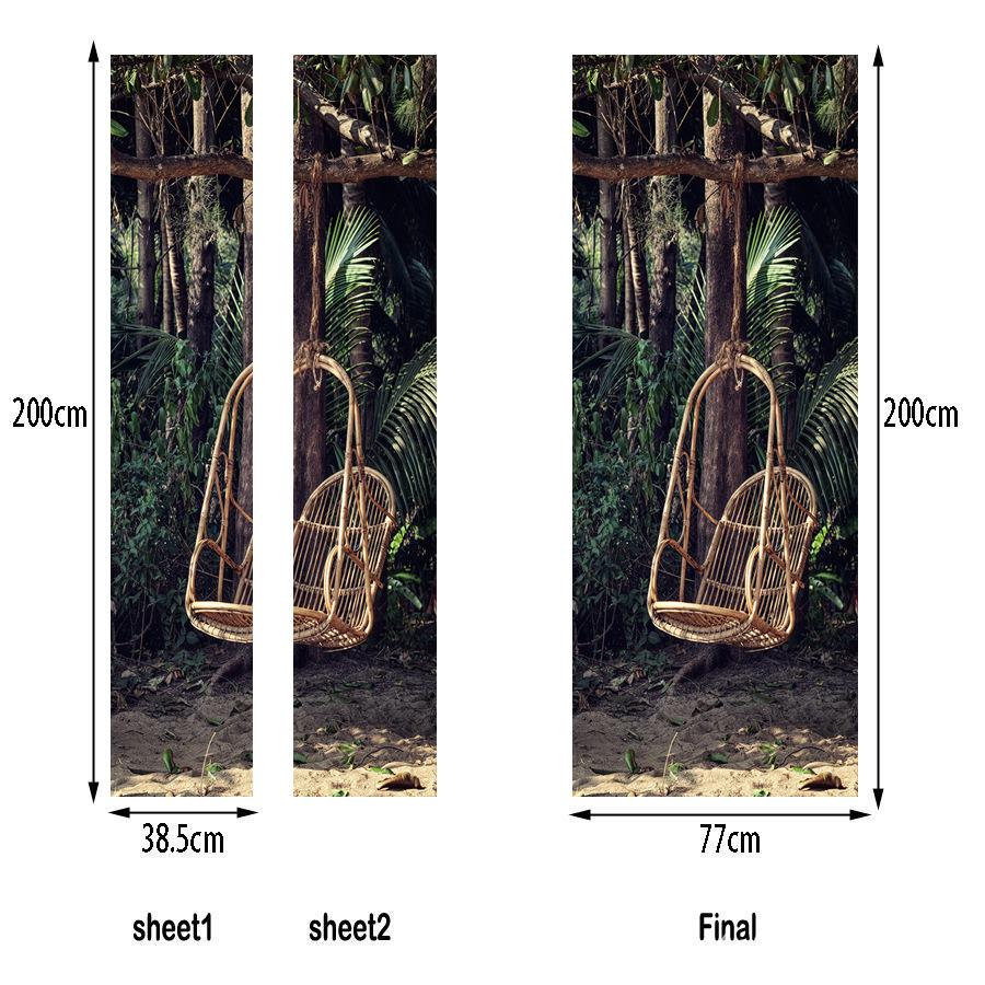 3D Creative Wooden Door Decoration Stickers Marble Simple Abstract Lines Flowers Wallpaper For Living Room Home Decor Bedroom Art Decals