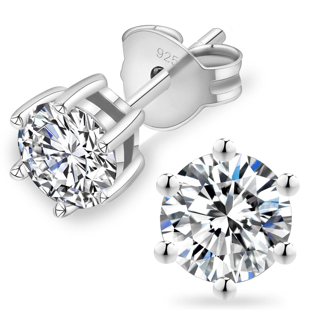 Moissanite Moissanite Diamond Stud 1 Piece 6 Claw Sterling Hypoallergenic To One Ear [KRKCLIFE] Earrings, Diamond, Men's/Women's, Earrings, Earring,