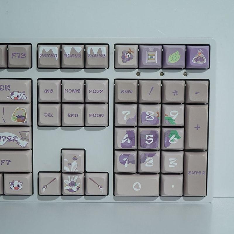 Колпачки для клавиш с изображением йогурта и винограда XDA, высота 127 клавиш, набор колпачков PBT, пятисторонний DyeSublimation для механической клавиатуры