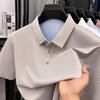 Мужская летняя рубашка-поло в стиле business casual, устойчивая к мятости, с воротником-лацканами, с коротким рукавом