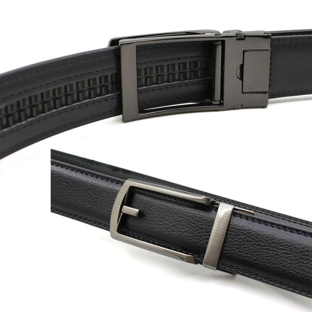 Automatic Buckle Leather Belts Ratchet Waistband Fashion Male Strap Man