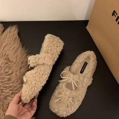 Интернет-знаменитость бант Мао Мао Мао туфли женские 2025 зима новая мода корейская версия плоская подошва мелкий вырез туфли дудочки