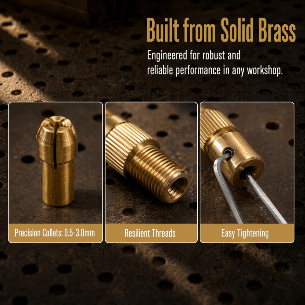 3 sets 0.5-3mm Capacity Brass Drill Chuck 4 Jaw Electric Drill Chuck For Rotary Tools