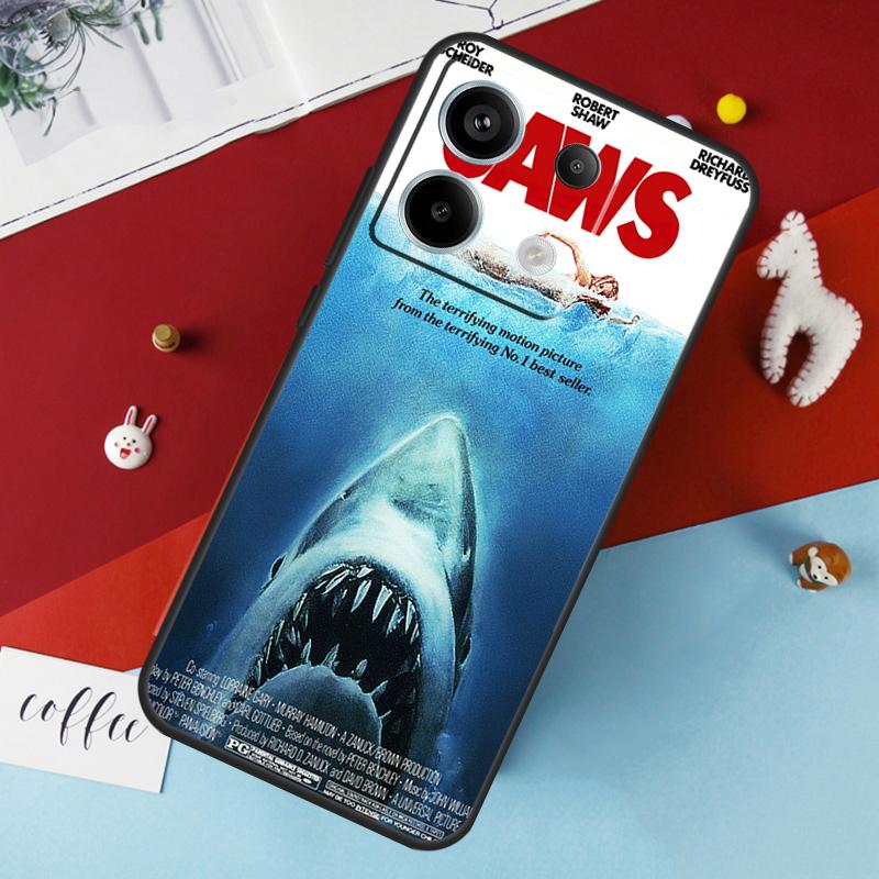Jaws 1975 Movie Poster Case For Xiaomi Redmi 13C 12C 10C 9C 10A Redmi Note 11 9 10 12 13 Pro 9S 10S 11S 12S Cover