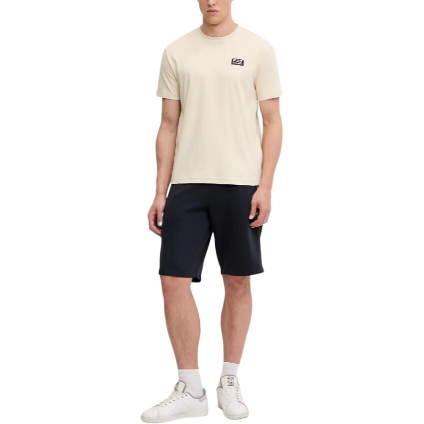 Emporio Armani Ea7 Повседневная хлопковая футболка с коротким рукавом и круглым вырезом для мужчин Топы Миндальное молоко 7M000516-AF14616-U1079