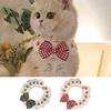 Cute Cat Collar with Lace Design Bow Decoration Fade-resistant Soft Comfortable Buttoned Pet Collar for Cats