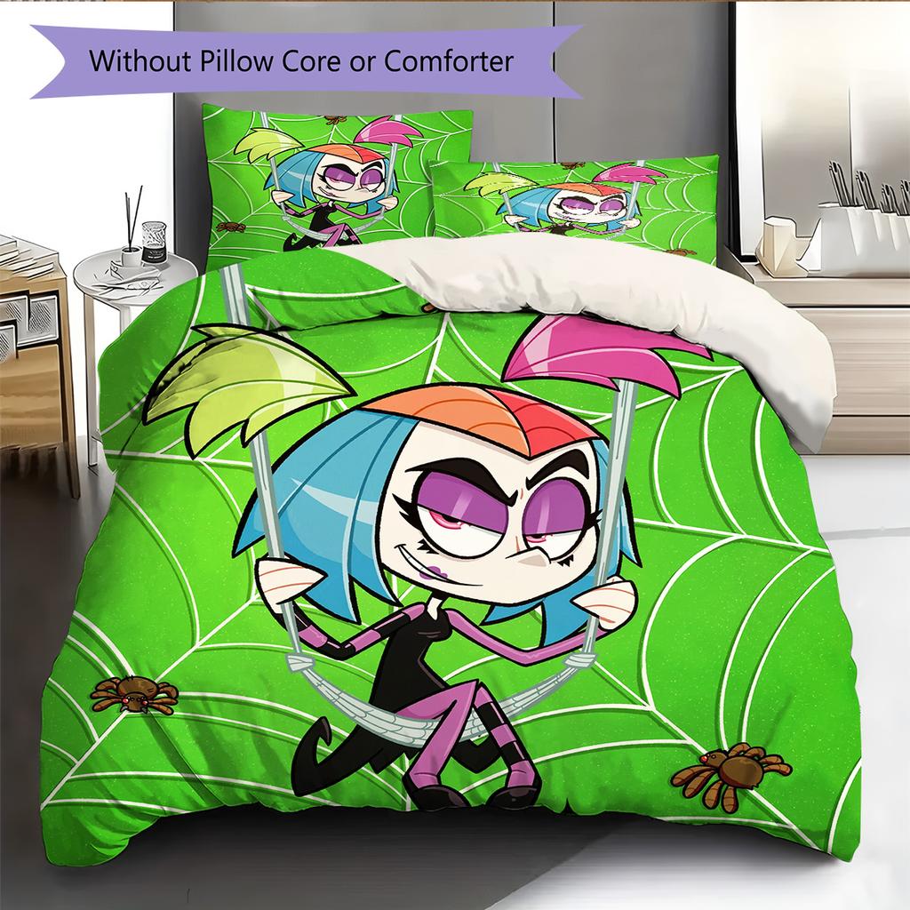 Little Bug Girl Pattern Bedding Quilt Set Home Decoration Gift (1 * duvet cover + 2 * pillowcase without core)