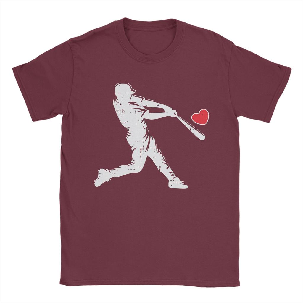 Unisexs Valentines Day Baseball Batter Silhouette Heart T Shirts Cotton Clothing Funny Short Sleeve Tee Shirt Gift Idea TShirt