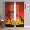 African Animals In The Savannah Sheer Curtains For Living Room Window Transparent Voile Tulle Curtain Bedroom Drapes Home Decor
