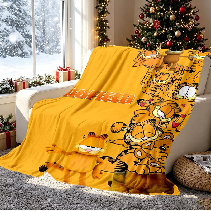 Garfield Pattern Blanket for Home Decoration, Bed, Sofa, Car Travel, Camping, Suitable for All Seasons, Birthday Christmas Gift