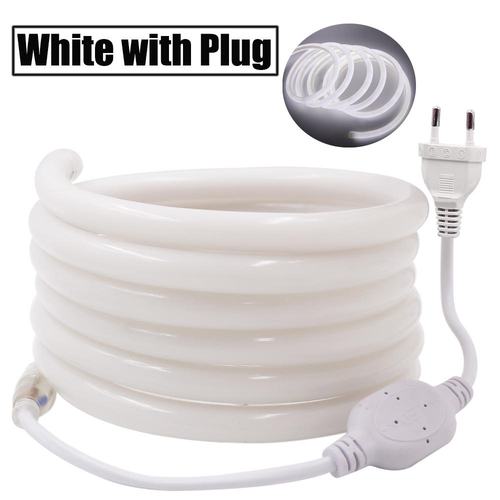 Round LED Flexible Strip Light 220V SMD 2835 RGB LED Neon Light flex tube 120led IP68 Waterproof rope string lamp EU Power plug