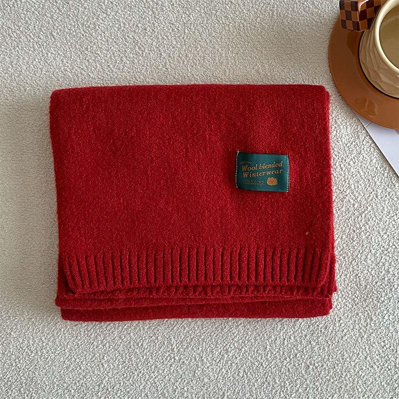 Winter New Solid Color Korean Knitted Wool Blended Luxury Women's Scarf Warm and Cold Proof Shawl Fashion Versatile Scarf