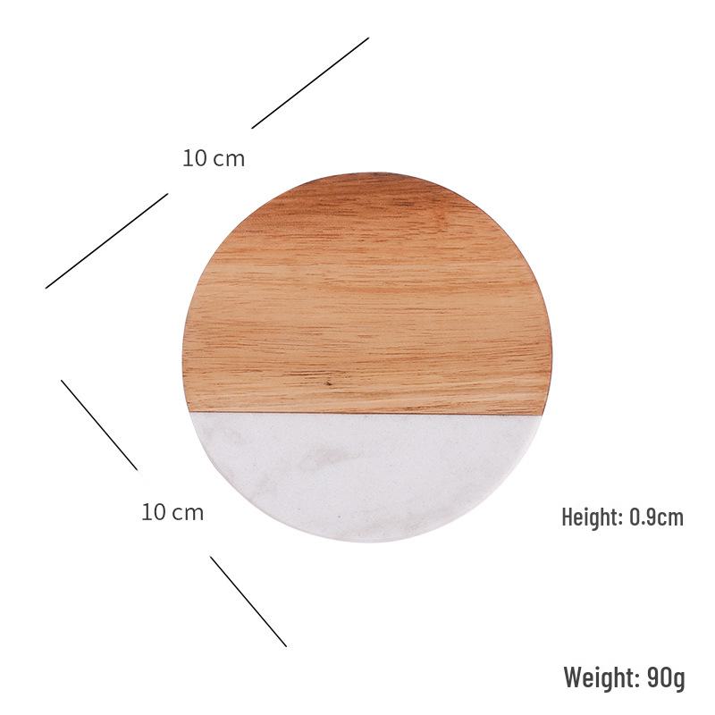 Acacia Wood Food Tray with Resin Marble Coaster - Perfect for Serving Tea, Bread, Fruit and Dinner