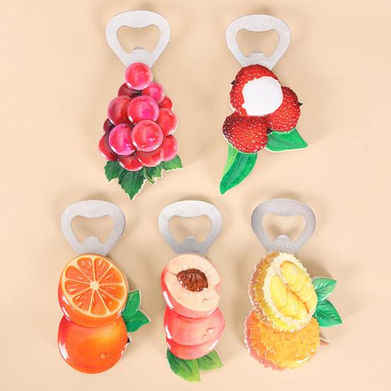 Имитация фруктов, рыбы, открывалки для бутылок, магнит на холодильник, домашний офис, кухня, магнит на холодильник, 3D, виноград, личи, апельсин, персик, дуриан, украшение