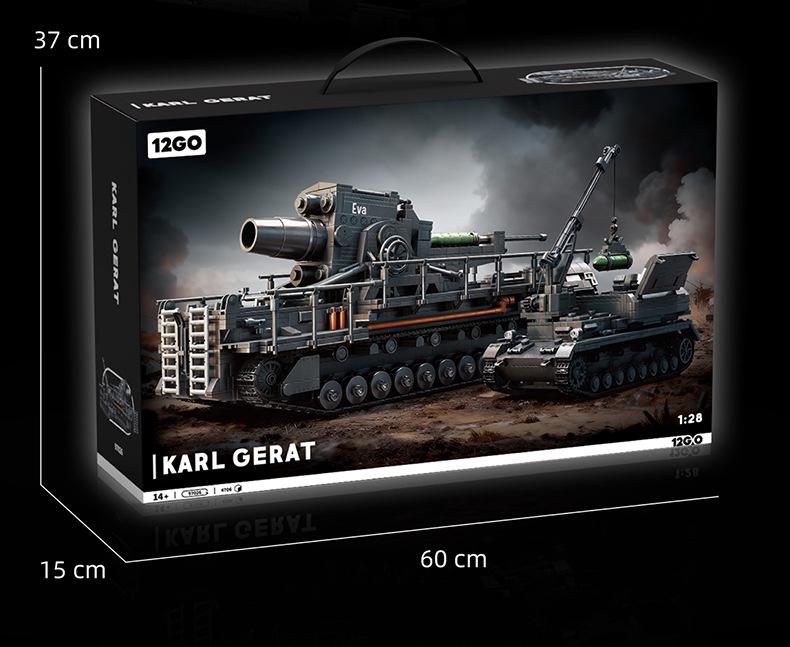 Совместимый с LEGO Вторая мировая война 1:28 Строительный набор 'Миномет Karl-Gerät и тележка с боеприпасами'