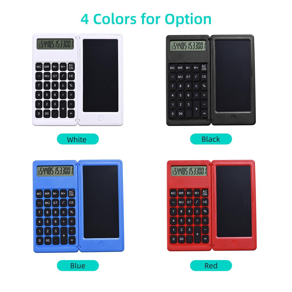 Foldable Calculator & 6 Inch LCD Writing Tablet Digital Drawing Pad 12 Digits Display with Stylus
