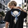 Мужская футболка с графическим принтом Феникс Streetwear Принт на спине Птица-огонь Футболка Японский стиль