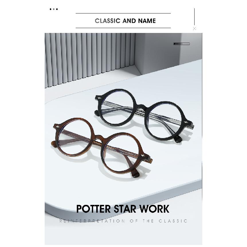 Retro round frame with pin design, plain lenses, TR90 frame, artistic pseudo-no-makeup anti-blue light glasses for women, suitable for outdoor use