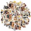 35pcs-50pcs Nostalgic Vintage Music Stickers Retro Retro Instruments Stationery Stickers Classic Stickers Pack For Laptop