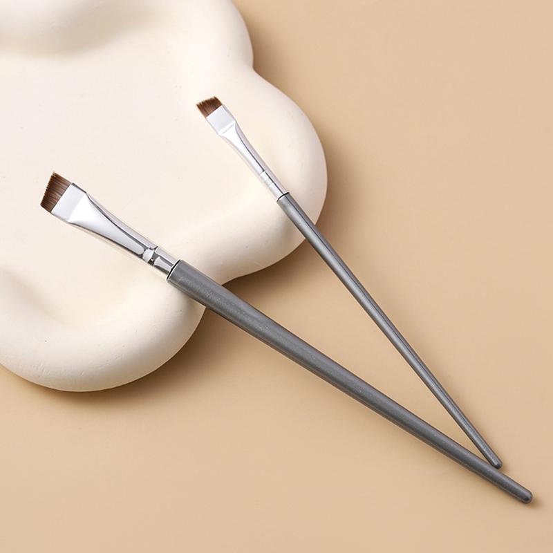 2 шт. кисть для подводки глаз, кисть для бровей, портативная плоская тонкая кисть для подводки глаз, контур бровей, кисти для макияжа, инструмент для макияжа