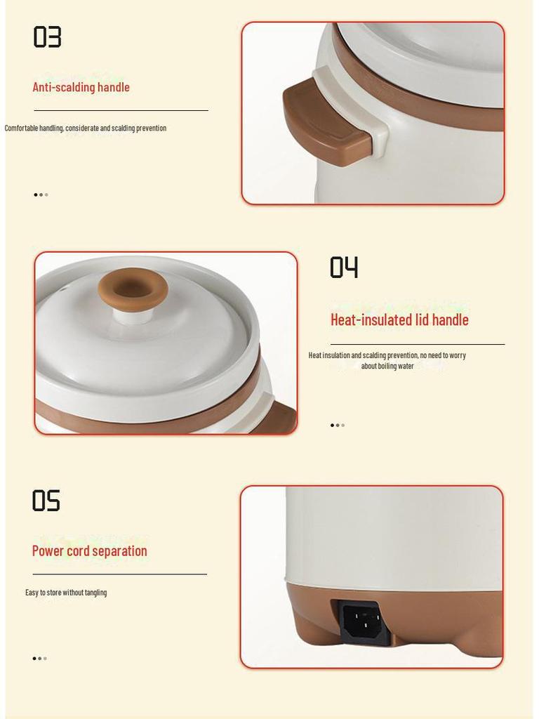 Многофункциональная электрическая кастрюля для каши и супа - керамическая мини с таймером и функцией записи на прием