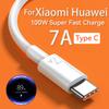 100W 7A USB Type C Quick Charge Cable for  Mate 60 Nova 9 10 Honor 80 Xiaomi 13 12 Redmi K60 POCO USB C Fast Charging Cord