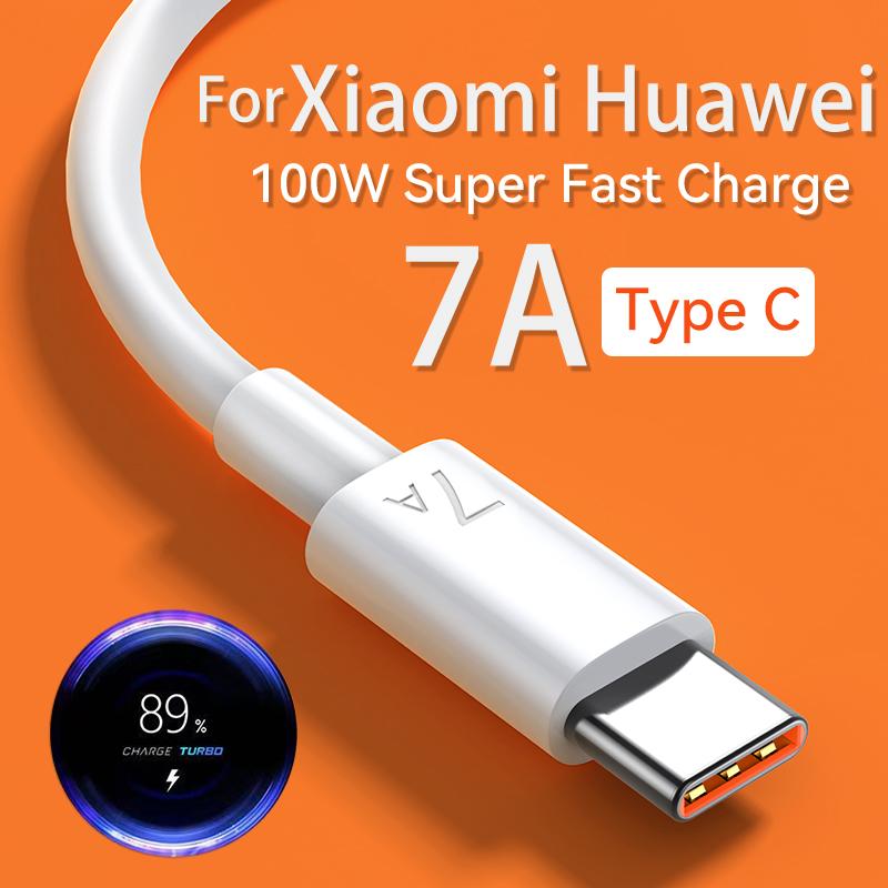 100W 7A USB Type C Quick Charge Cable for Mate 60 Nova 9 10 Honor 80 Xiaomi 13 12 Redmi K60 POCO USB C Fast Charging Cord