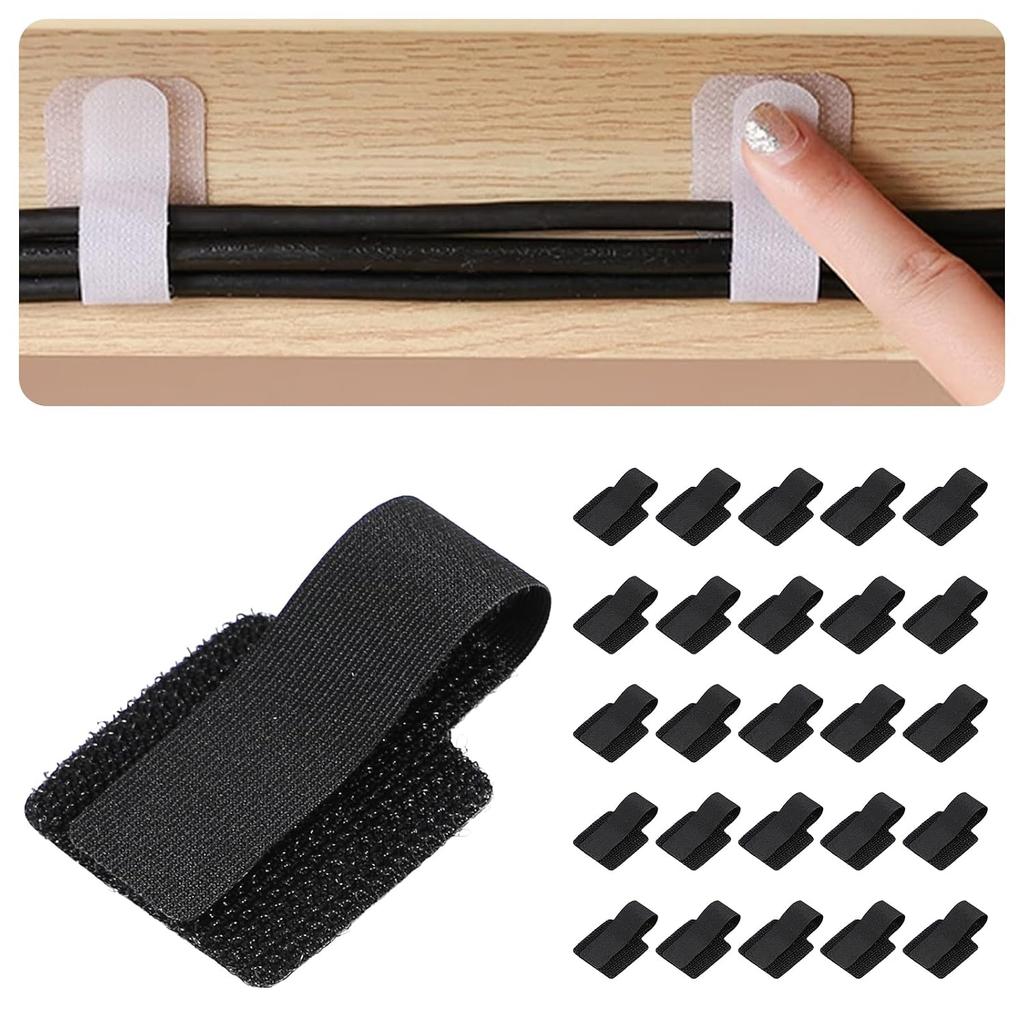 iitomu Self-Adhesive Cable Straps Black 30 Pieces
