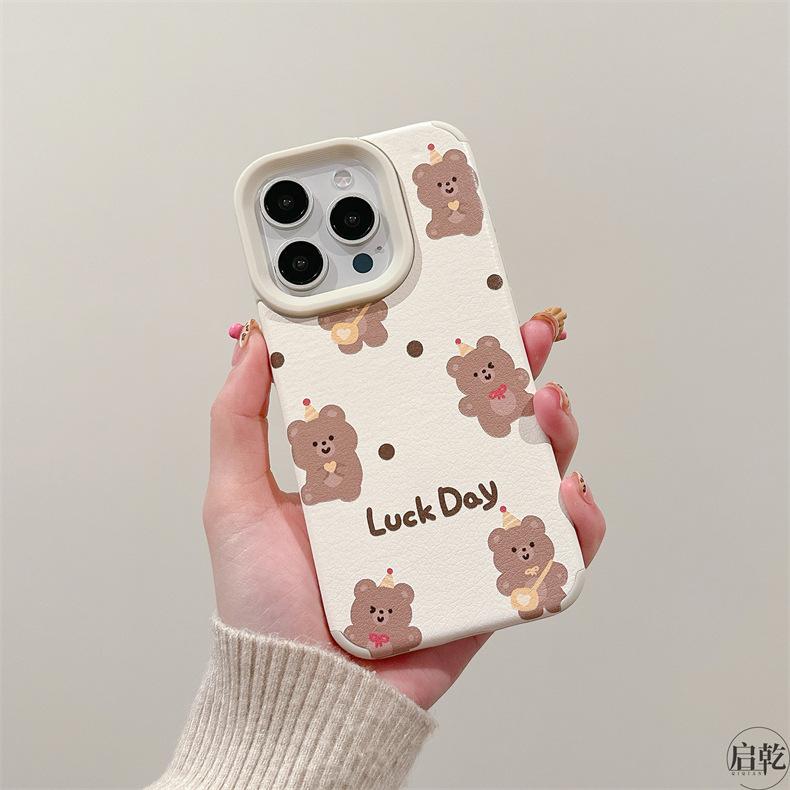 Korean Style Brown Bear for IPhone16/15 Mobile Phone Case for Apple 14/13 Promax Cartoon 12 Skin 11