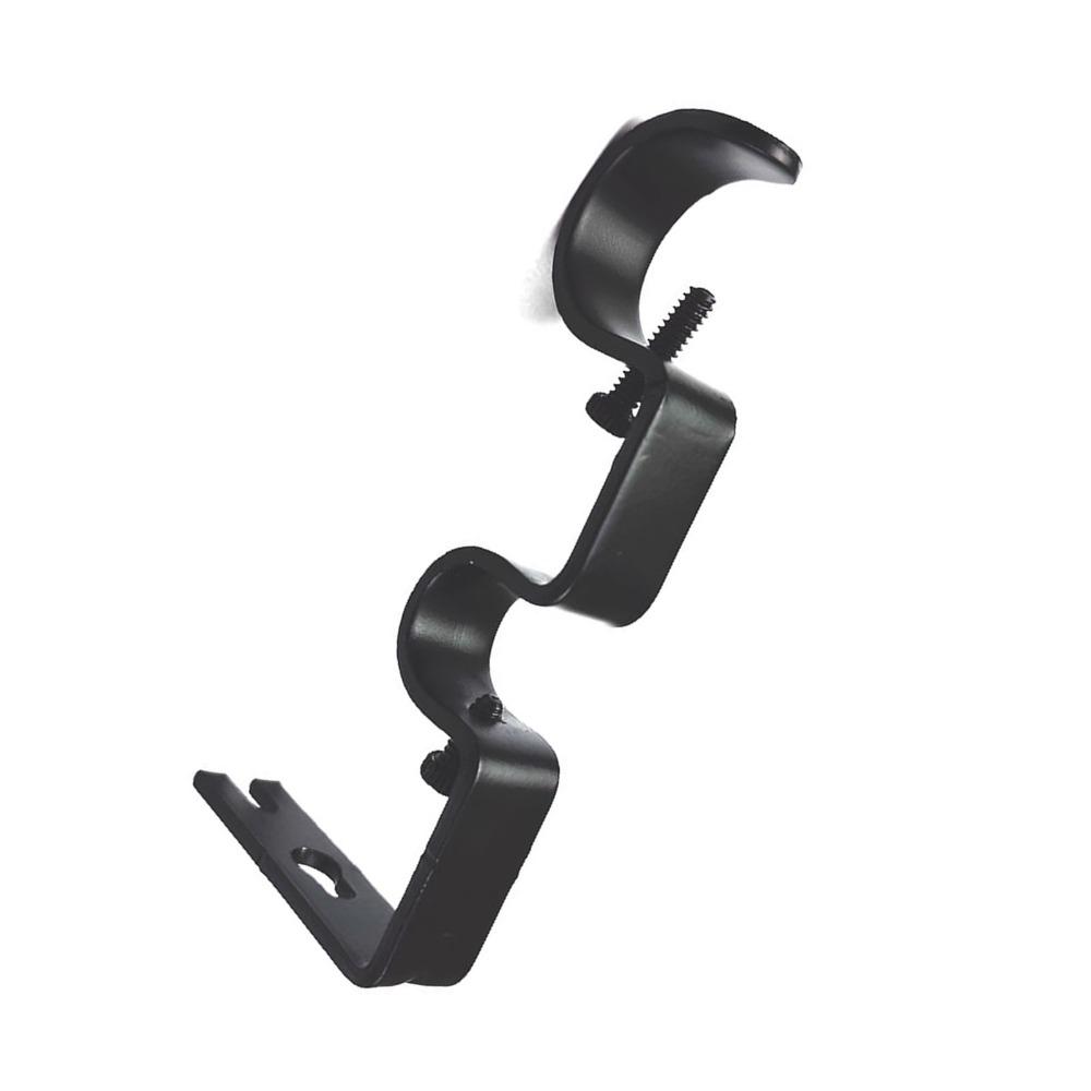 3Pcs Black Curtain Rod Bracket Iron Curtain Rod Hook Heavy Duty Curtain Rod Holder For Bedroom