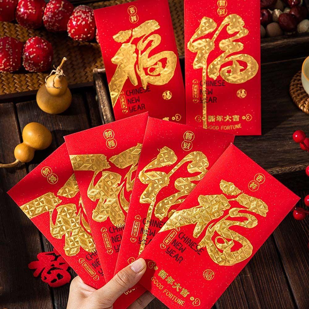 6pcs Traditional 2025 Snake Year Red Envelopes Chinese Style Money Packet Bonus