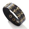 Vintage Cowhide Bracelet with Metal Star - Adjustable and Stylish for Men