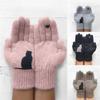 1 Pair Cat Cotton Gloves Cat Bird Print Gloves Cute Pink Simple Mitten