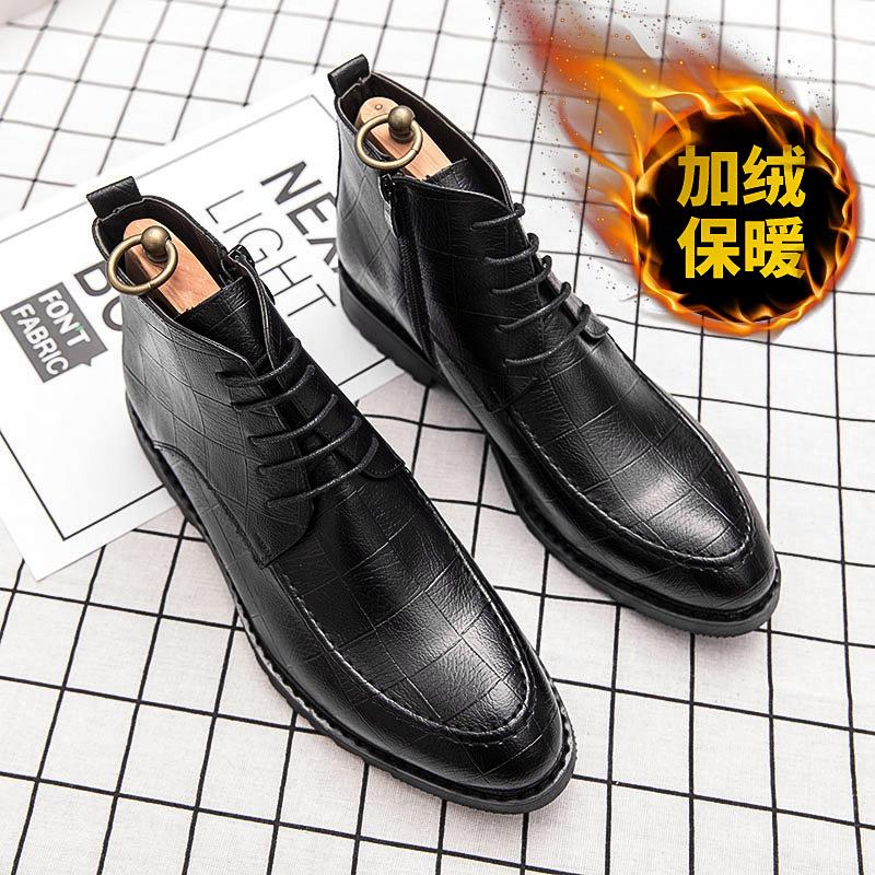 Ботинки Мартина мужские ботинки мужские в британском стиле зимние бархатные теплые мужские туфли Челси полусапоги высокие кожаные ботинки