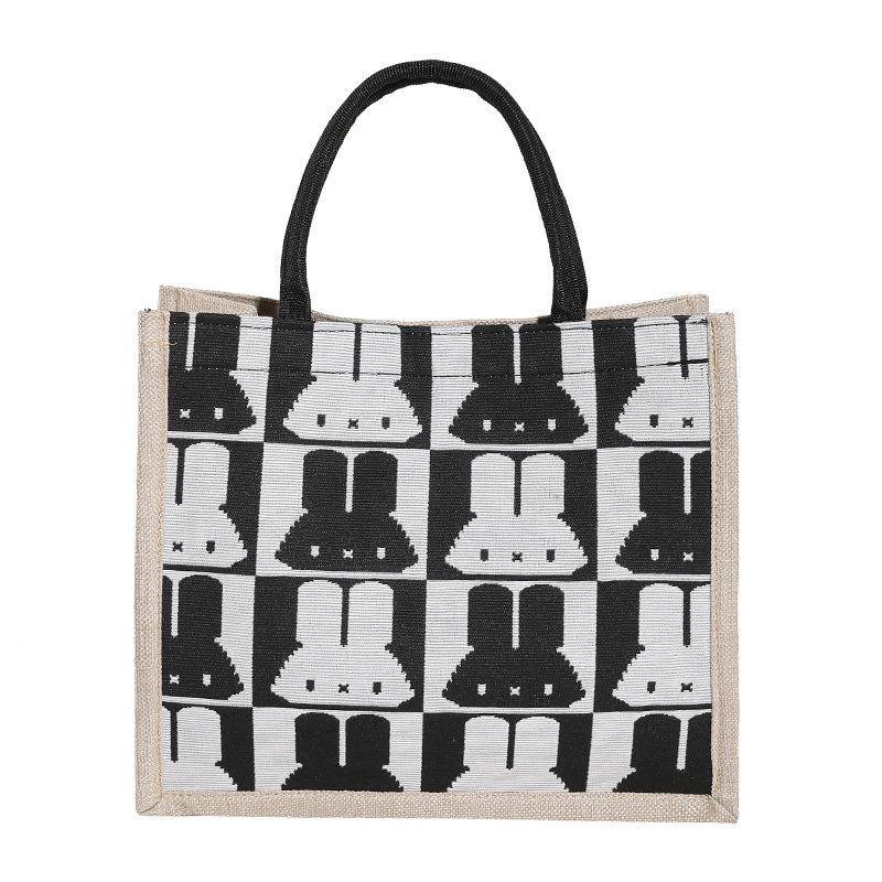 Женская сумка простая чистая льняная модная портативная магнитная пряжка одно плечевая сумка сумка кролик