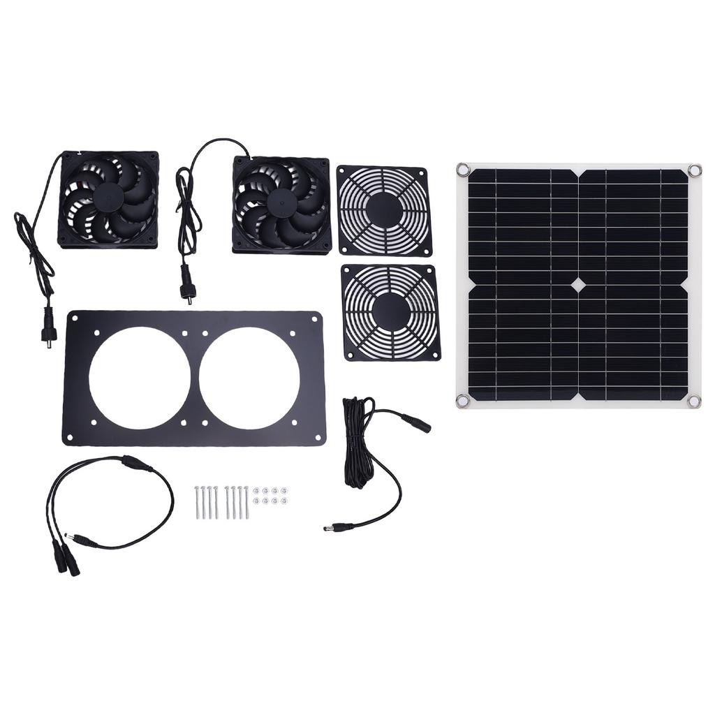 Solar Powered Exhaust Fan 12W 18V Monocrystalline Silicon Solar Panel Dual Fan Ventilator Kit for