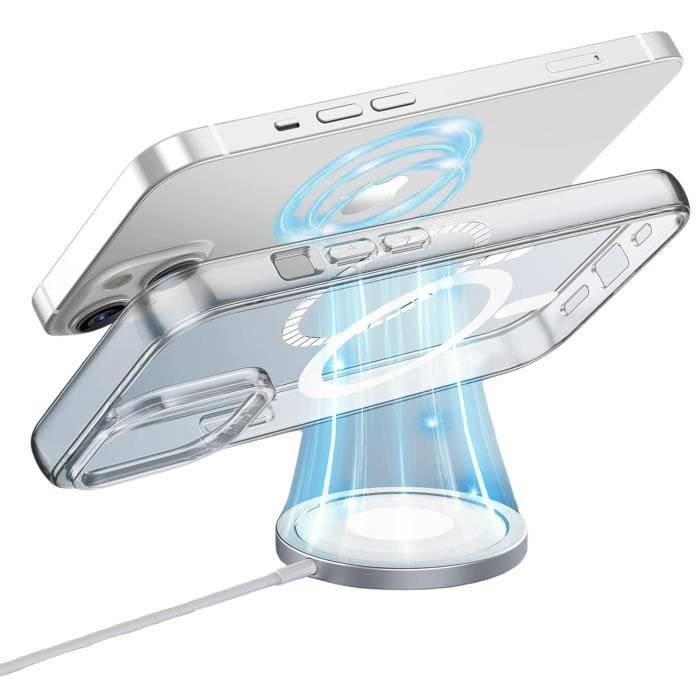 Case for iPhone 15 - Phonillico® - Transparent Silicone - Magnetic Circle - Magsafe Compatible - Flexible