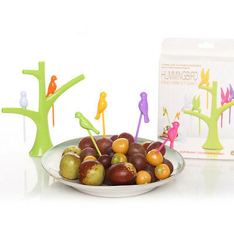 Adorably Designed Treetop Bird Fruit Fork With Vibrant Colors And Practical Use